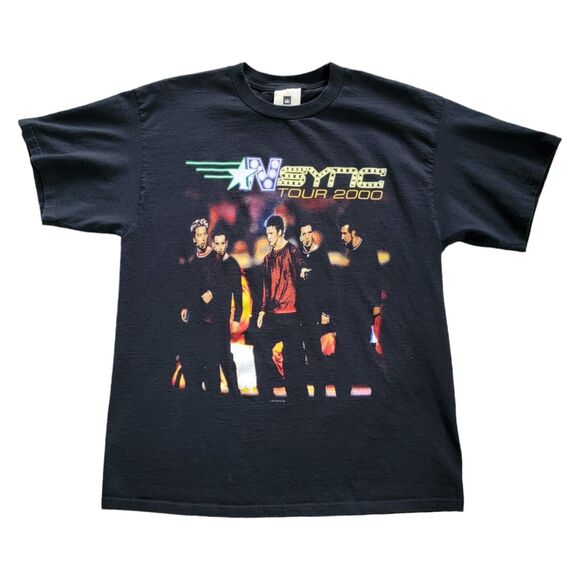 Vintage NSYNC Tour 2000 Band T Shirt Black Winterland Paper Tag Double Sided Y2K - Picture 2 of 9